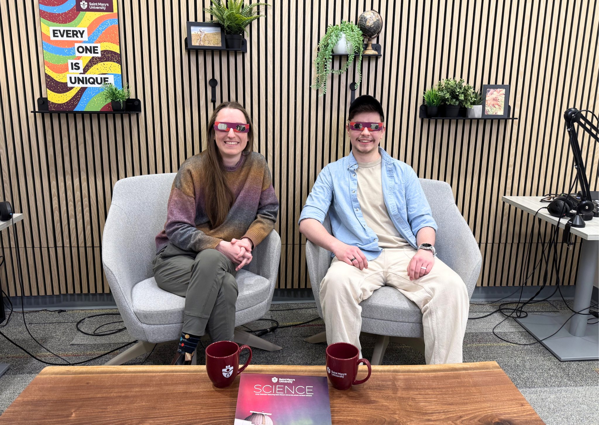 Tiffany and Jorge in the SMU podcast studio