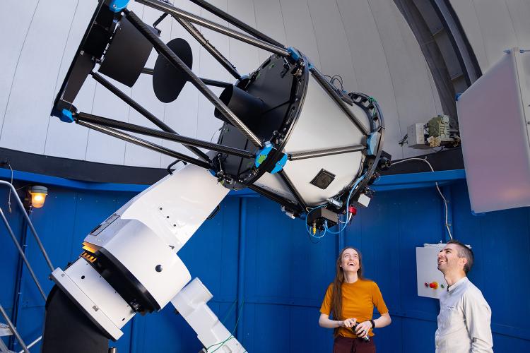 Tiffany Fields and Dr. Vincent Hénault-Brunet in the Burke-Gaffney Observatory