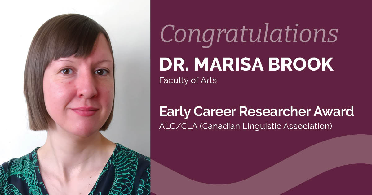A poster congratulating Dr. Marisa Brook for being awarded the 2026 Early Career Researcher Award by CLA